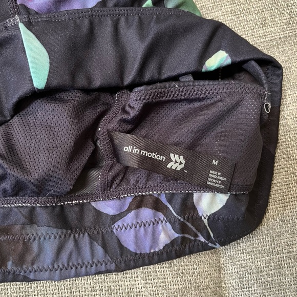 ALL IN MOTION Navy Floral Print Light Support Strappy Sports Bra Sz M - Picture 3 of 3